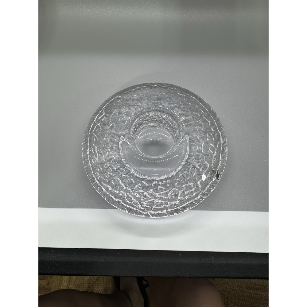 Vintage Orrefors Crystal Lars Hellston Design Discus Votive Candle Holder 5 1/2"